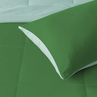 Lagani reverzibilni trodijelni komfor set svih sezona, dolje alternativni utjeha sa jastukom, kraljica, maslinastom zelenom bojom