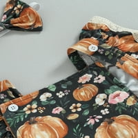Wybzd novorođenčad Dječja djevojka Halloween Outfits čipke rucfff fly rubleve bundeve printh rumper sa trakom za glavu