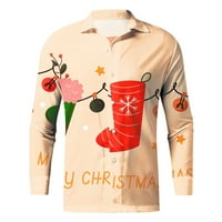 Ležerne muške košuljenje za bluzu Muškarci Ležerne prilike, Jesen Zimske dugih rukava Božićni 3D tiskane