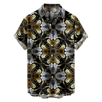 Luksuzni ispisani disko majica Fraigo Muške i dječake, gumb s kratkim rukavima niz majicu, veličina -8xl