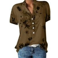 Ženske vrhove Ženska bluza s kratkim rukavima Ležerne prilike ispisane ljetne Henley majice Tuničke