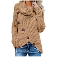 Dezsed Ženska turtleneck prevelizirani džemperi za čišćenje Žene dugme dugi rukav džemper duks duks