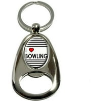 Ljubavno kuglanje srca, hromirani metal predenje ovalnog dizajna otvarač za ključeve ključeva