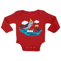 Newkward Styles Shark One 1. rođendan Baby BodySuit dugih rukava za bebe s tušem pokloni morski pas