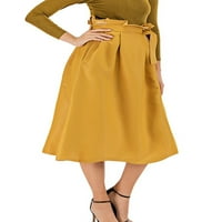 Grianlook žene midi suknje ljuljačke suknje ruffle dame vintage zavoj visoki struk žuti 2xl
