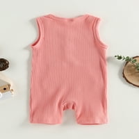 Mubineo Baby Boy Girls Ljeto kombinezon Ležerne prilike pune boje rebrastih rukavica sa džepom za novorođenče