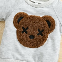 Douhoow 1-5Y Kids Boys Set Odeća za odjeću Crtani medvjed tiskani pulover s dugim rukavima elastične
