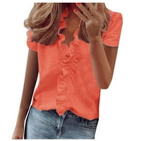 Košulje za žene Žene Ležerne prilike pune boje ruffle ovratnik dugih rukava ruffle majica bluza V izrez
