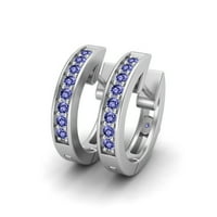 Mooneye Solid Sterling Silver okrugli tanzanite Huggie Hoops žene vjenčane naušnice