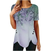 Growesty Weens Bluzes i vrhovi čišćenje Ženska modna tiskana labava majica Dugmas kratkih rukava Bluza