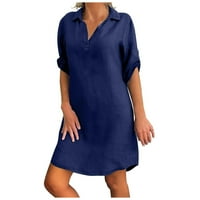 Haljine za žene A-line V-izrez A-line mini casual ljetna haljina plave s