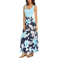 Puawkoer ženski ljetni boho bez rukava cvjetni print sundrss plaža Long Maxi haljina jednostavne ljetne haljine Poslovna haljina za žene