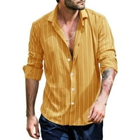 Muška majica Mens gumb niz košulje s dugim rukavima Striped haljine za muškarce Radni poslovni pamučni
