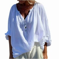 Elaililye Modni ženski vrhovi vintage pamuk i konopljenim konoplim košuljama košulje na vrhu rukava