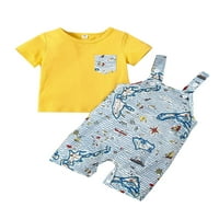 AFUNBABY dojenčad za dječaka ljetna odjeća, kratki rukav okrugli vrat majica + Crtani printivni suspender