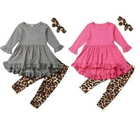 Toddler Kid Baby Girl s dugim rukavima Top majica + Leopard Print pantalone Hlače jesenski odjeća Set