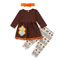 Fanvereka Toddler Kid Baby Girls Dan zahvalnosti Turska Duge rukave TOP haljine set