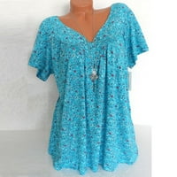 Juebong Womens Loose Plus size cvjetna čipka Crochet Majica Tee S-5XL, Ljetni kratki rukav V-izrez Basic