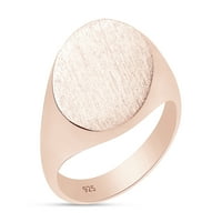 Okrugli oblik 14K ružičasto pozlaćeni prsten srebrni singnet, veličina prstena 11