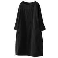 Haljine za čišćenje žena Vintage džepovi Corduroy Solid Boja s dugim rukavima Labava haljina crna xxxxxl