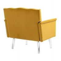 Velvet Accent stolica sa prozirnim akrilnim nogama, jednokratna kauč na razvlačenje sa širokim naslonom
