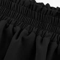 Modne žene znojene kratke hlače Ljetna casual labava čvrsta visoka struka kratke točke za žene, crna,