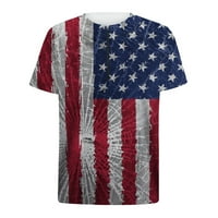 Muška majica Američka zastava Štampari sa zatvaračem Okrugli izrez Kratki rukav labav majica