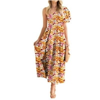 Hanzidakd ljetne haljine za žene Žene Ljeto cvjetno sundress casual jedno rameni sloj ruffles Flowy