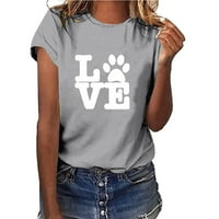 Majice za žene plus veličine Valentines Dan majica Ljubav Heart Print Top kratkih rukava Crew Crt Majice