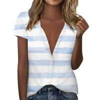 Ženski vrhovi V-izrez Ženska bluza Modni grafički otisci Majice Kratki rukav Ljetna tunika Tee White