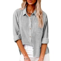 Plus veličine čišćenja ženske gumne pune boje dolje majice V izrez labava bluza s dugim rukavima TUNIC