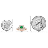Carat 10K Rose Gold Emerald i Diamond Vintage Halo Angažman prsten za žene - Idealan zaručni prsten