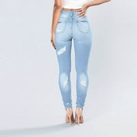 CatAlem proretna haljina za žene u bageru Ženske noge Slim patentni zatvarač Jeans casual rupa široko