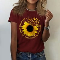 Ženske majice Suncokret Crewneck Classic Fit Ležerne majice Cvjetni grafički grafički kratki rukav