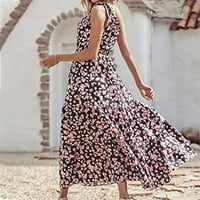 Ženska ljetna boho cvjetna turska haljina za blagajnu haljina na plaži haljina bez rukava Crew vrat