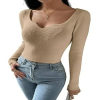 Ženski džemperi Ležerne prilike začepljene pulovere Khaki S
