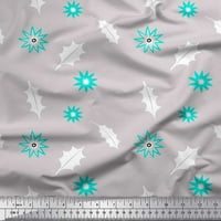 Soimoi siva Rayon Crepe tkanina zvijezda i holly listi odštampana zanatska tkanina sa širokim dvorištem