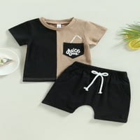 Kelajuan Kids Baby Boys Ljetni odjel Kontrastna boja Majica kratkih rukava sa džepovima za sokove i