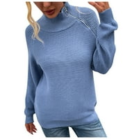 Pedort Jesen Trendy prevelizirani džemper za žene dugih rukava s dugim batinama prolila je pletiv pulover