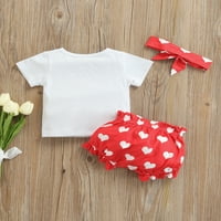 Calsunbaby Toddler Baby Girls Ljeto odijelo Postavlja kratki rukav Ljubav majica Srce Print Hots Trake