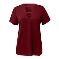 Seksi vrhovi za žene izrezane izrezne bluze s niskim rezom kratkih rukava majice, pune boje labave majice,