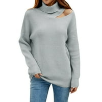 Jesen zima nova puna boja rever pleteni džemper žena Miss ramena žene džemper kardigan