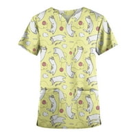 Bluze za žene Ženske kratke rukave s kratkim rukavima, džep za ispis The Top Dame Top Yellow 3xl