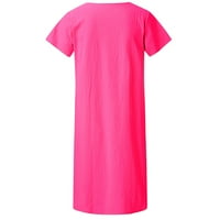 Haljine za žene ženke V-izrez kratki rukav čvrsti mini haljine kratka modna mini chemise ružičasta 5xl