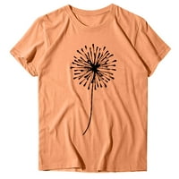 Ženske majice kratkih rukava Casual Dandelion Print CrewNeck Thirts Grafički labavi FIT Bluuse Orange
