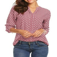 Avamo Radni bluze za žene ured dugih rukava polka dot ispis T majica modni V izrez Tunic vrhovi