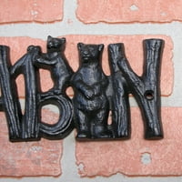 Rustikalni crni medvjed dnevnik kabine od livenog željeza metalni znak jezero kuće lov na zidni dekor