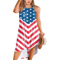 Ženska ljetna plaža Zastava Print Maxi haljina bez rukava bez rukava