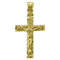 14k žuti zlatni mens dc nugget cross crucifi visine vjerski privjesak ogrlica Charm nakit pokloni za