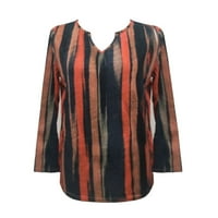 Bluze plus veličine za žene proljeće Aztec Geometrijske košulje dugih rukava Western V izrez sivi 3xl
